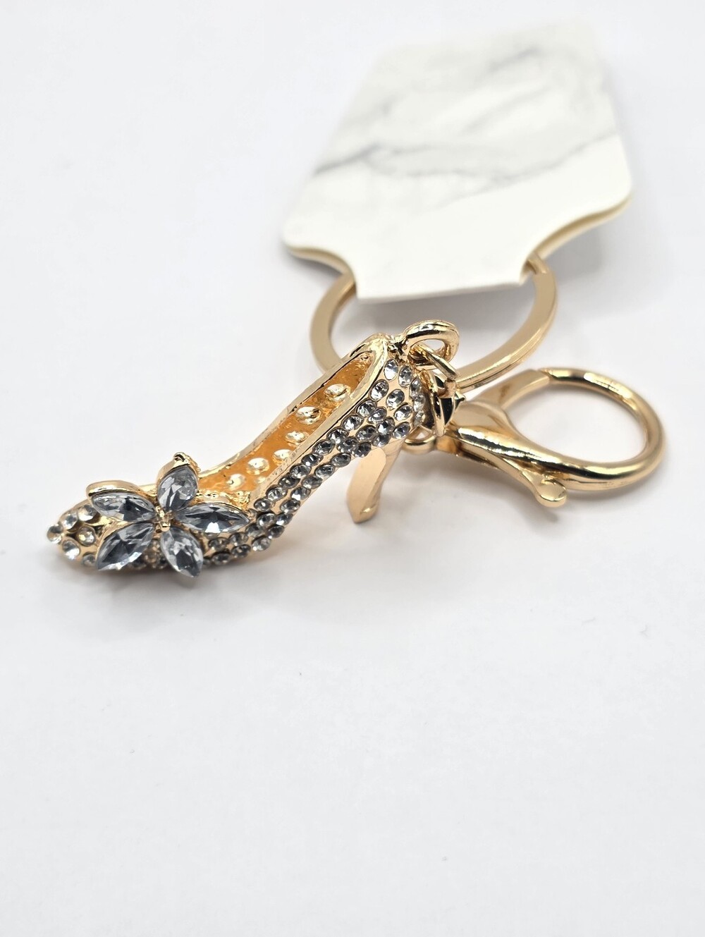Gold High Heel Crystal Keychain & Card Holder Charm